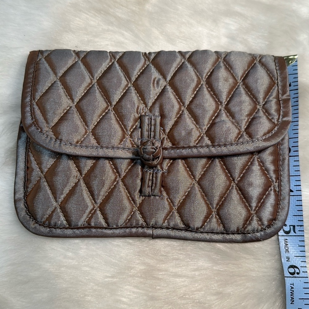 Brighton “Your True Color" Quilted Cosmetic Bag Travel Jewelry Pouches khaki